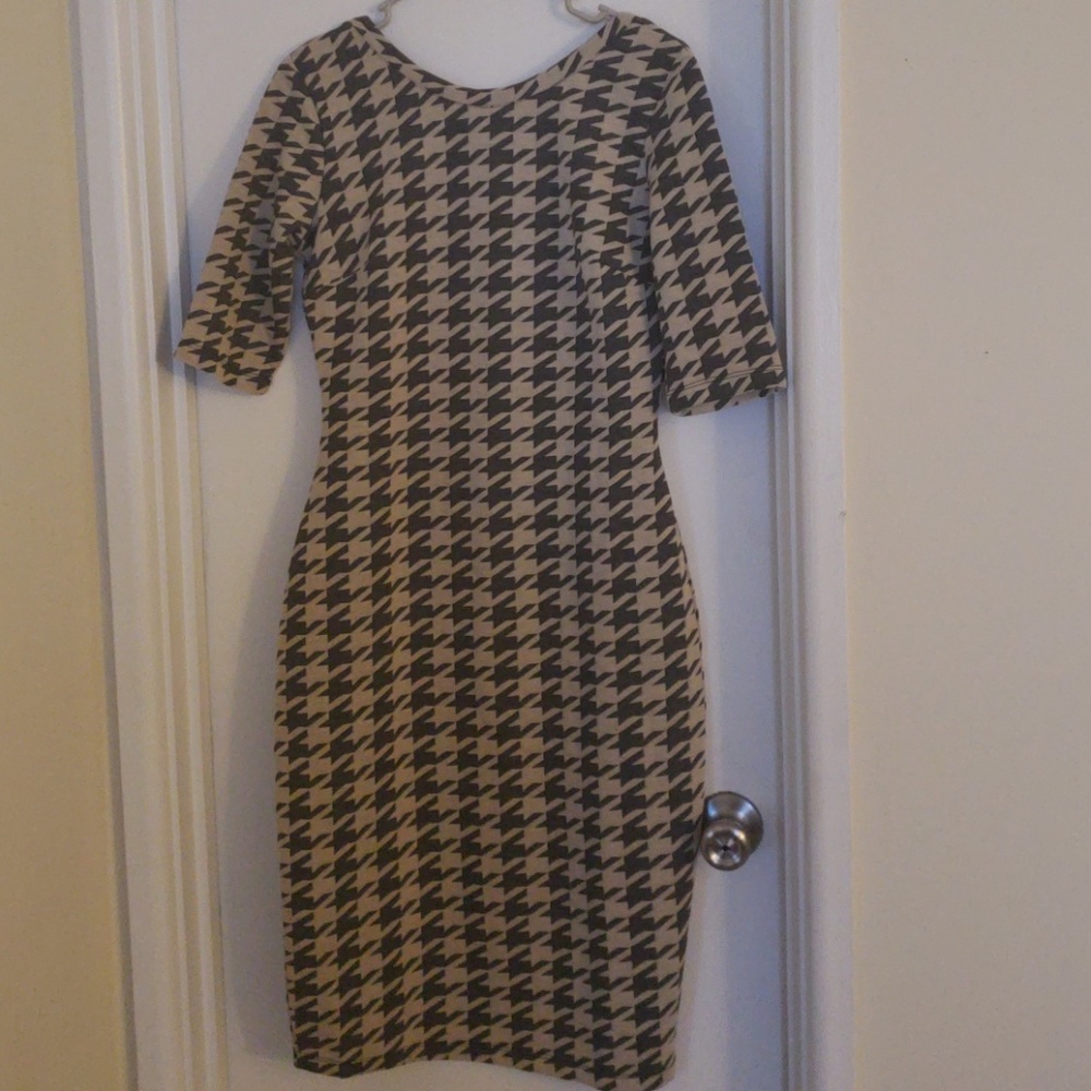 Houndstooth Print Midi Bodycon